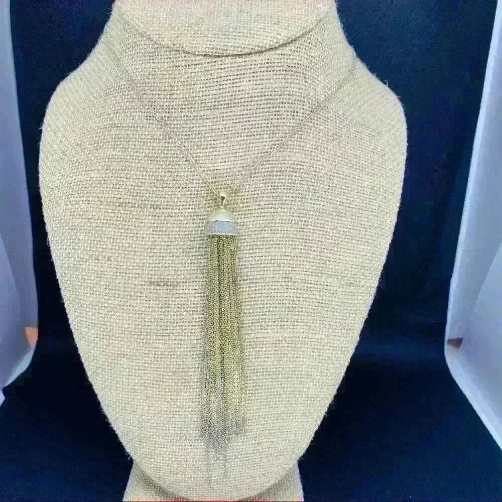 Loft long gold tassel necklace